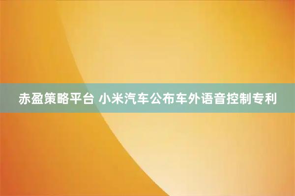 赤盈策略平台 小米汽车公布车外语音控制专利